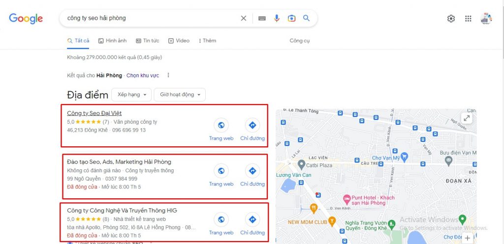 SEO công ty seo hải phòng - google map