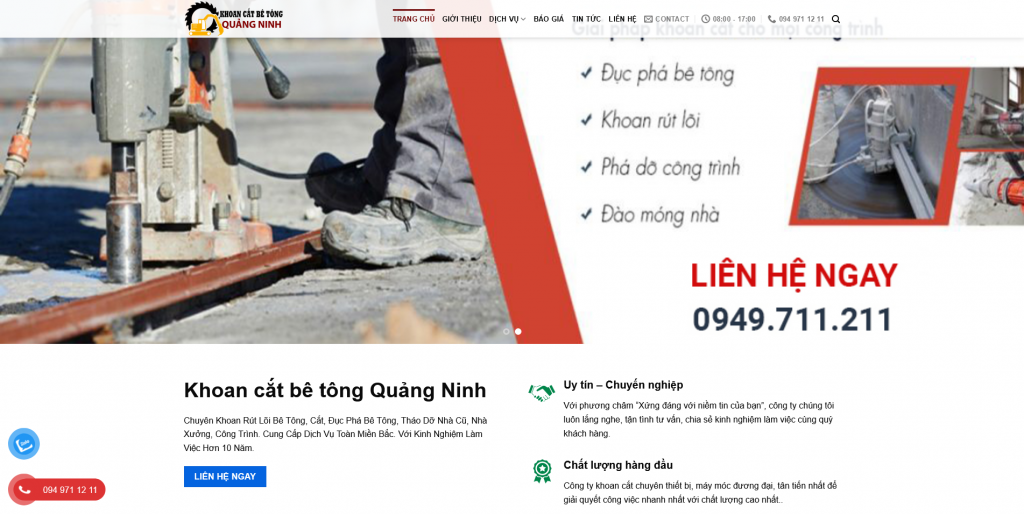Thiết kế website khoan cắt bê tông khoancatbetongquangninh.com