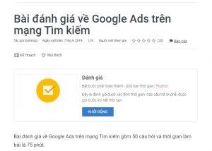50 câu thi chứng chỉ google ads mạng tìm kiếm