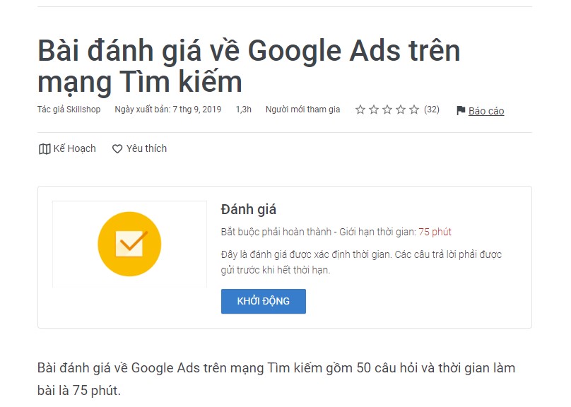 50 câu thi chứng chỉ google ads mạng tìm kiếm