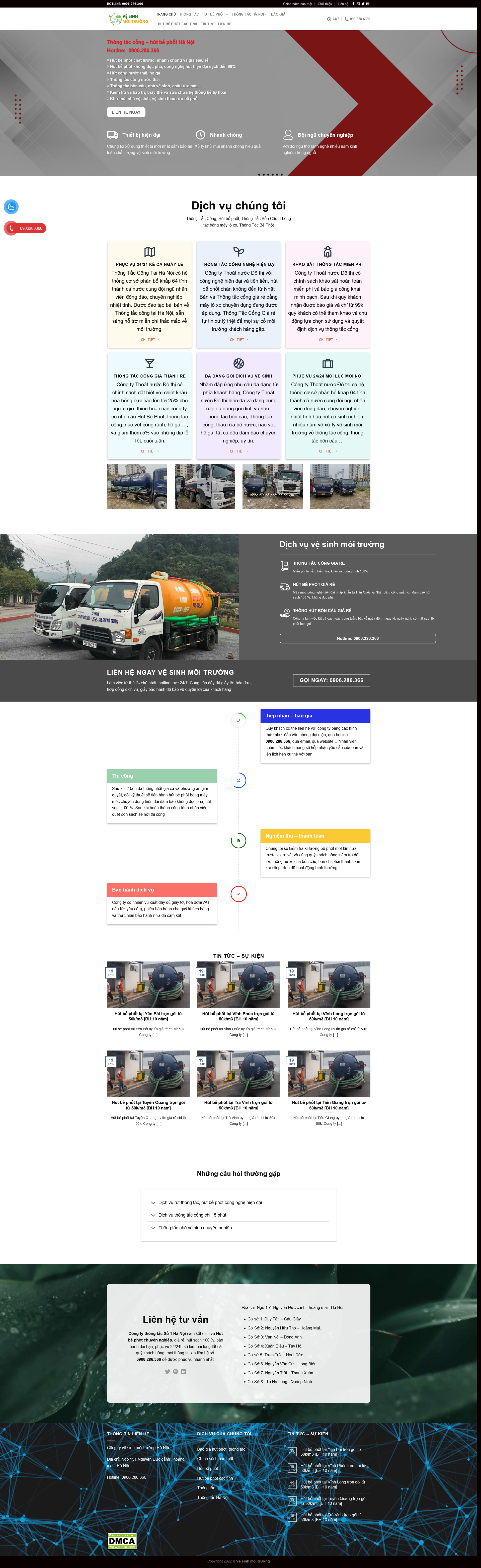 Giao diện trang chủ web congtyvesinhmoitruong.com