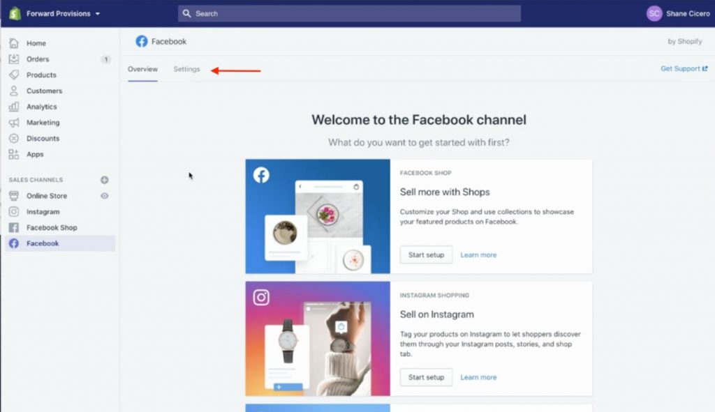 setup Facebook Sales Channel App